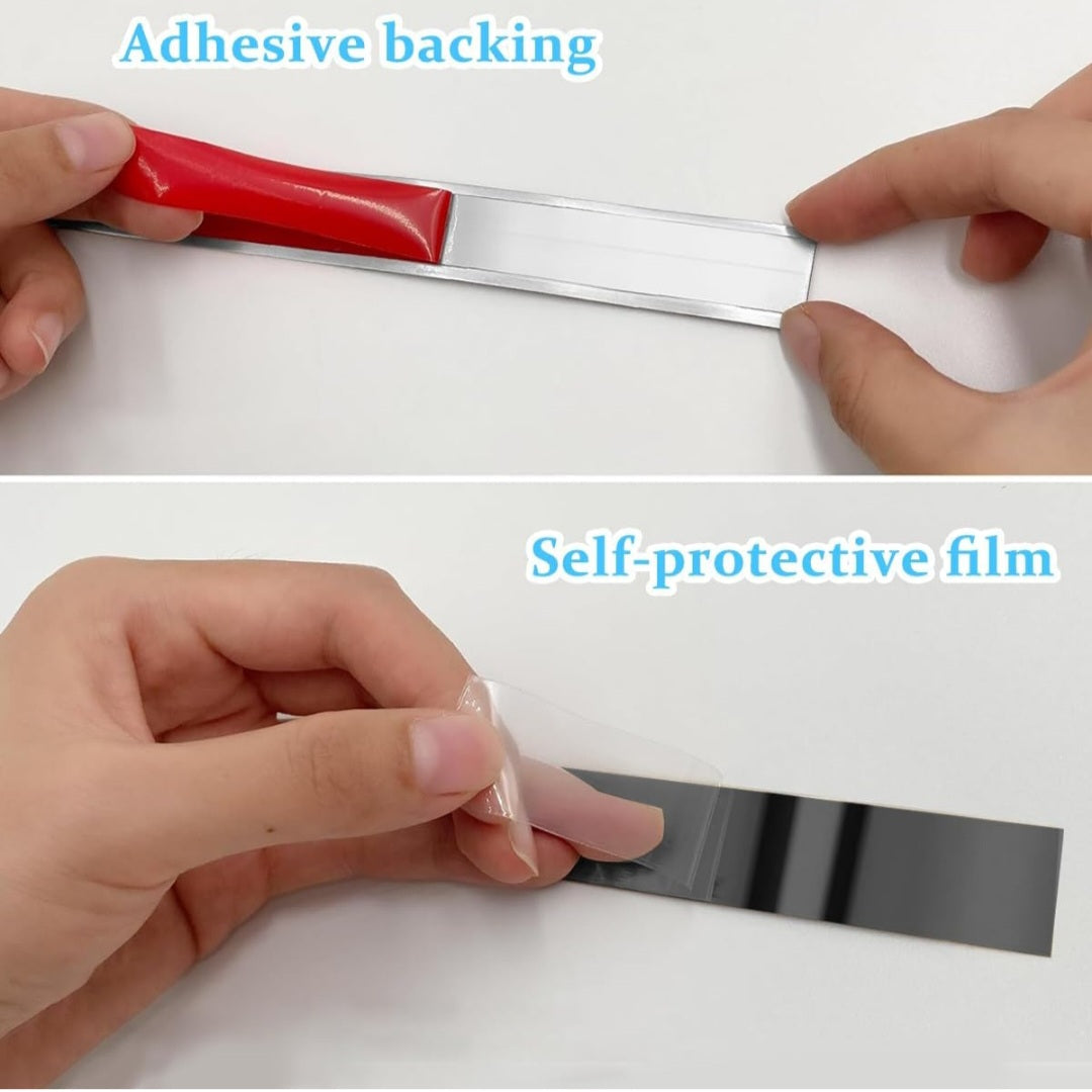Black Metal Trim Strip (16.4ft) – Peel & Stick Stainless Steel Wall Edge Moulding | Mirror Finish for Tiles, Cabinets & Ceilings