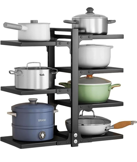 Adjustable 7-Tier Kitchen Pan Rack Organizer