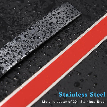 Black Metal Trim Strip (16.4ft) – Peel & Stick Stainless Steel Wall Edge Moulding | Mirror Finish for Tiles, Cabinets & Ceilings