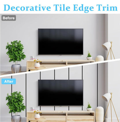 Black Metal Trim Strip (16.4ft) – Peel & Stick Stainless Steel Wall Edge Moulding | Mirror Finish for Tiles, Cabinets & Ceilings
