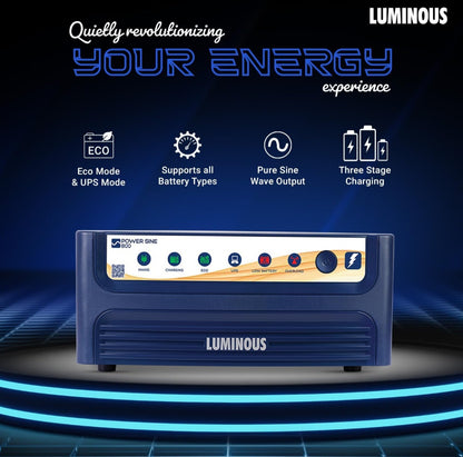 Battery Inverter Luminous Combo – Power Sine 800 Inverter (700VA) + RC15000 Pro 120Ah Battery | Pure Sine Wave for Home, Office & Shops